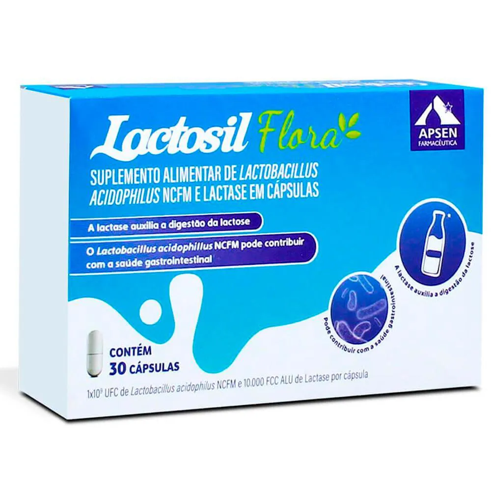 Lactosil Flora C/30 cápsulas – Probiótico Lactobacillus + Enzima Digestiva Lactase 10.000 Fcc