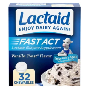 Lactaid Fast Act Lactose Enzimas 32 Tabletes Mastigaveis Sabor Baunilha – Lactaid