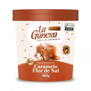 Pasta de Amendoim Integral Gourmet (450g) – Sabor: Caramelo e Flor de Sal (com Whey Protein)
