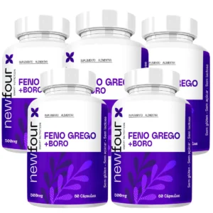 Feno Grego + Boro Kit com 5 Potes com Total de 300 Capsulas