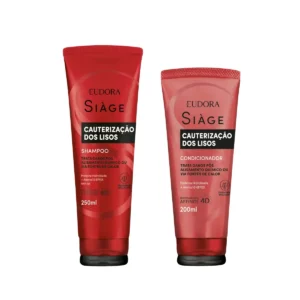 Kit 1 Shampoo Eudora Siàge Cauterização dos Lisos 250ml + 1 Condicionador Eudora Siàge Cauterização dos Lisos 200ml