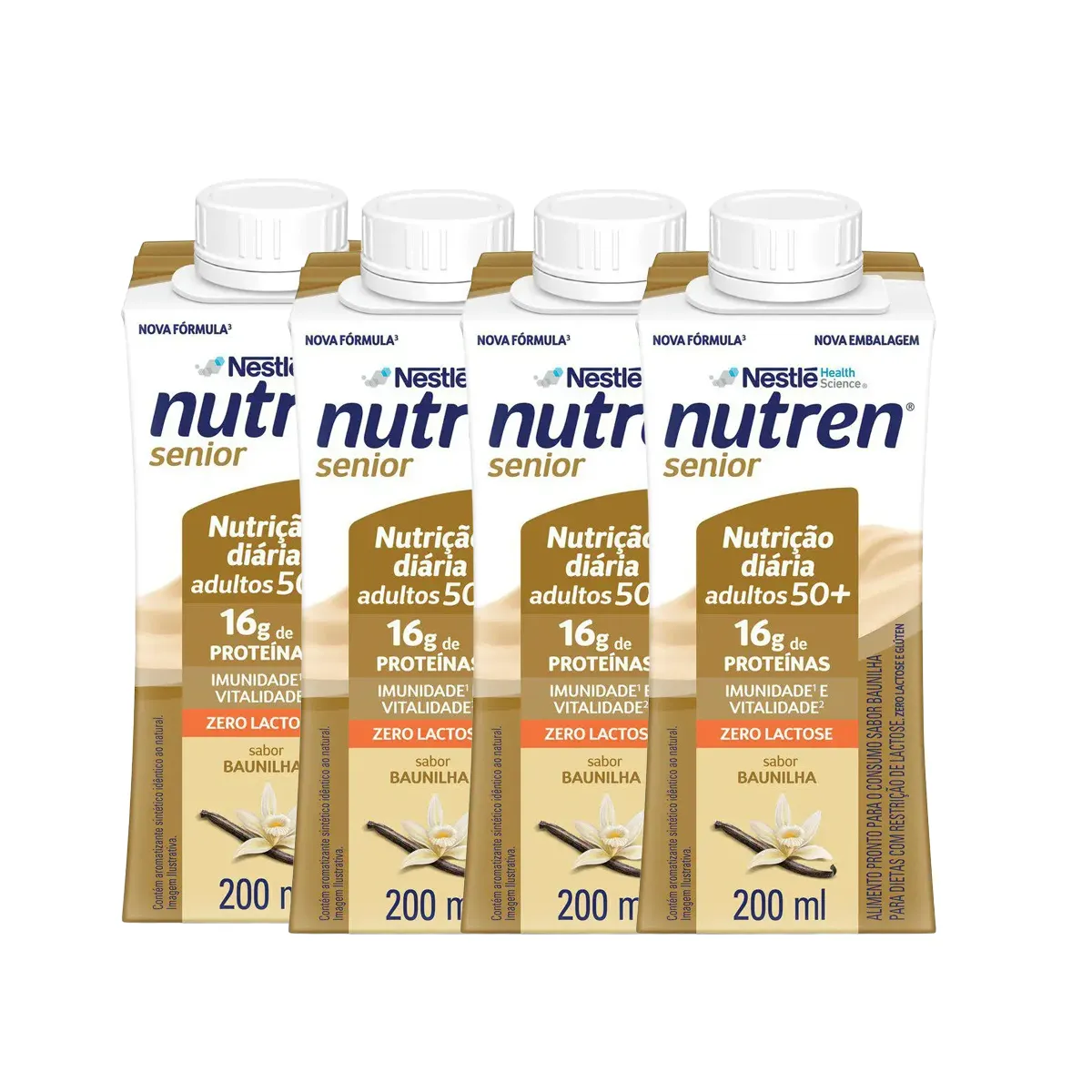 Kit Suplemento Alimentar Nutren Sênior 50+ Baunilha 200ml 4 unidades