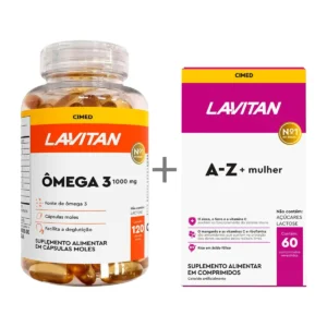 Kit Lavitan Polivitamínico A-Z Mulher 60 Comprimidos + Ômega 3 120 cápsulas
