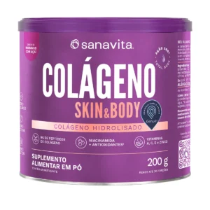 Colágeno Sanavita Skin Morango com Açaí Pó 200g