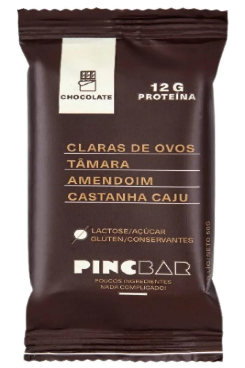 Kit 3x: Barra de Proteína Chocolate Sem Açúcar Pincbar 50g