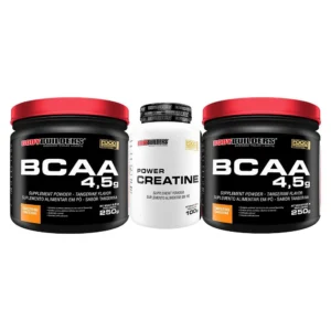 Kit 2x Bcaa Powder 4.5 250g + Power Creatina 100g – Bodybuilders Sabor Tangerina