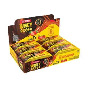 Barra Whey Grego Bar – 12 Unidades de 40G Dulce de Leche Havanna e Morango – Nutrata