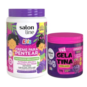 Creme para Pentear + Gelatina Modeladora Salon Line Kids Uva